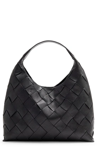 & Other Stories Small Woven Leather Tote In Black