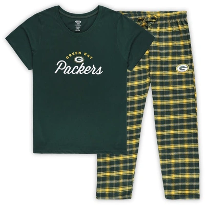 CONCEPTS SPORT CONCEPTS SPORT GREEN GREEN BAY PACKERS PLUS SIZE BADGE T-SHIRT & FLANNEL PANTS SLEEP SET