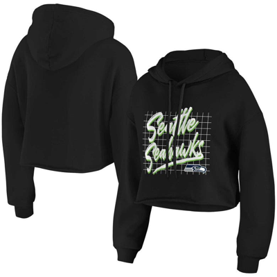 Wear By Erin Andrews Black Seattle Seahawks Domestic Cropped Pullover Hoodie