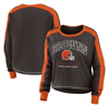 WEAR BY ERIN ANDREWS WEAR BY ERIN ANDREWS BROWN CLEVELAND BROWNS PLUS SIZE COLORBLOCK LONG SLEEVE T-SHIRT