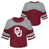 Outerstuff Girls Youth Crimson Oklahoma Sooners Sunday Friday Sleeve Stripe Jersey T-shirt In Crimson