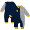 OUTERSTUFF INFANT NAVY WEST VIRGINIA MOUNTAINEERS PLAYBOOK TWO-TONE SLEEPER