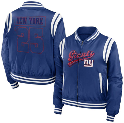 Wear By Erin Andrews Royal New York Giants Bomber Full-zip Jacket