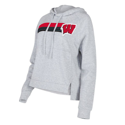 Concepts Sport Women's  Grey Wisconsin Badgers Cedarâ Tri-blend Raglan Pullover Hoodie