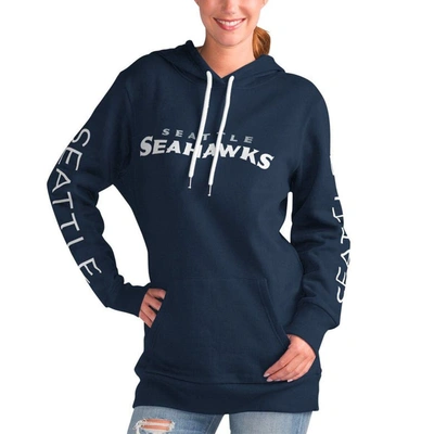 G-III 4HER BY CARL BANKS G-III 4HER BY CARL BANKS COLLEGE NAVY SEATTLE SEAHAWKS EXTRA INNING PULLOVER HOODIE