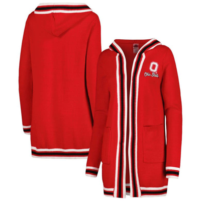 Gameday Couture Scarlet Ohio State Buckeyes One More Round Tri-blend Striped Cardigan Jumper In Red