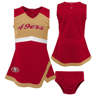 Outerstuff Kids' Girls Toddler Scarlet San Francisco 49ers Cheer Captain Dress With Bloomers