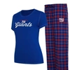 Concepts Sport Women's  Royal New York Giants Plus Size Badge T-shirt And Flannel Pants Sleep Set In Royal