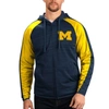 G-iii Sports By Carl Banks Navy Michigan Wolverines Neutral Zone Raglan Full-zip Track Jacket Hoodie In Navy
