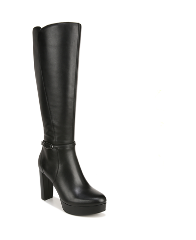 Naturalizer Kalina Womens Leather Block Heel Knee-high Boots In Black Leather