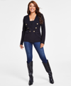 Inc International Concepts Petite Faux-double-breasted Blazer, Created For Macy's In Deep Black