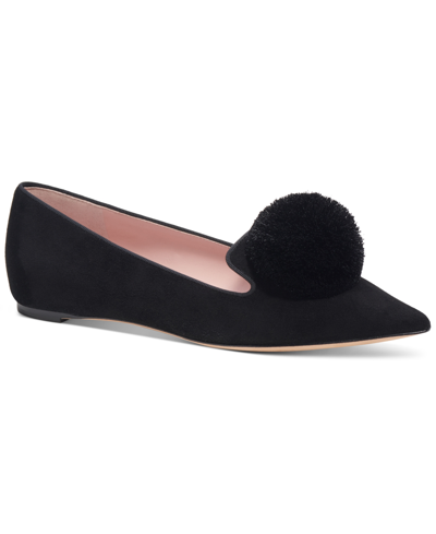 Kate Spade Women's Amour Pom Pom Pointed-toe Slip-on Flats In Black