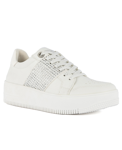 Juicy Couture Women's Deja Rhinestone Lace-up Sneakers In White