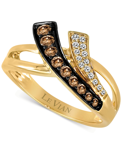 Le Vian Chocolate Diamond & Nude Diamond Double Swoop Statement Ring (3/8 Ct.t.w.) In 14k Gold In K Honey Gold Ring