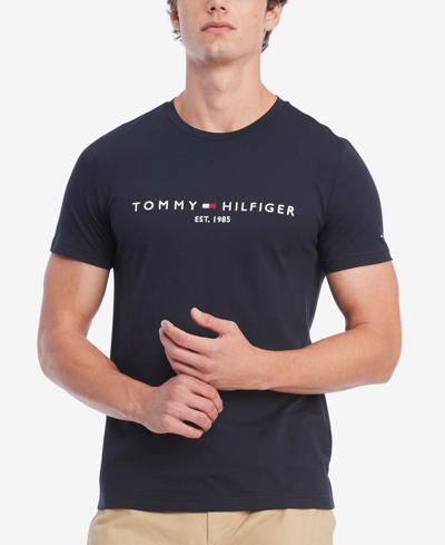 Tommy Hilfiger Men's Embroidered Logo Slim-fit Crewneck T-shirt In Sky Captain