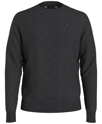 Tommy Hilfiger Men's Essential Solid Crew Neck Sweater In Dark Grey Heather