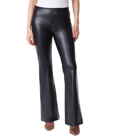 Jessica Simpson Trendy Plus Size Faux-leather Flare-leg Pants In Black