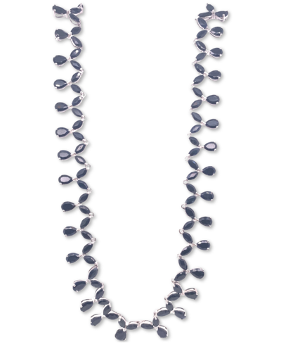 Macy's Black Sapphire (45-7/8 Ct. T.w.) & White Topaz (1/10 Ct. T.w.) Fancy 18" Collar Necklace In Sterling