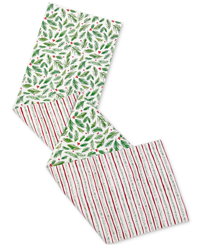 Lenox Bayberry Table Runner, 14" X 72" In White Multi