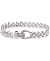 Macy's Diamond Horseshoe Heart Link Bracelet (1/4 Ct. T.w.) In Sterling Silver In Sterling Silver