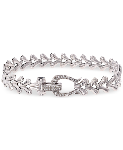 Macy's Diamond Horseshoe Heart Link Bracelet (1/4 Ct. T.w.) In Sterling Silver