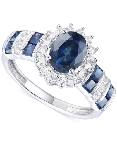 Macy's Sapphire (2-1/2 Ct. T.w.) & Diamond (3/8 Ct. T.w.) Halo Ring In 14k Gold (also In Ruby & Emerald)