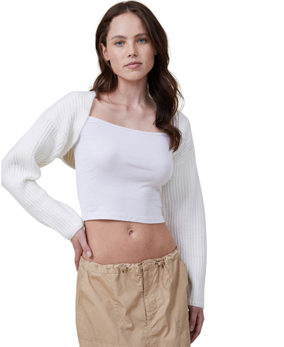 Cotton On Women's Fluffy Loose Fit Rib Shrug Top In White