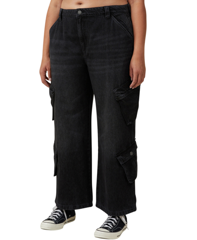 Cotton On Women's Cargo Super Baggy Leg Jeans In Black Pep