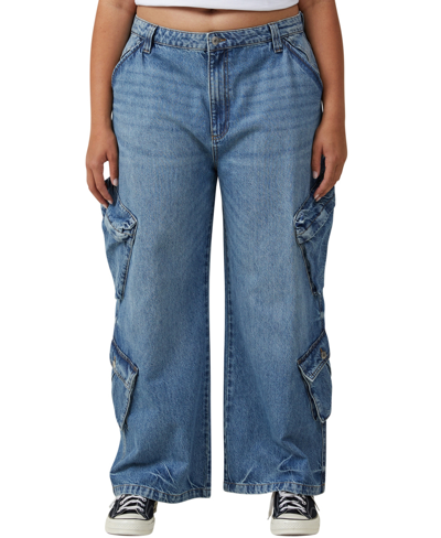Cotton On Women's Cargo Super Baggy Leg Jeans In Surfers Blue