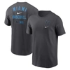 Nike Charcoal Miami Marlins Logo Sketch Bar T-shirt In Charcoal