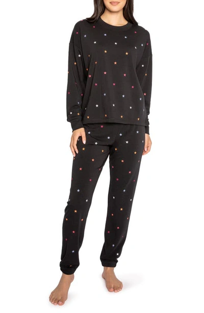 Pj Salvage Retro Rockies Star-embroidered Pajama Set In Black