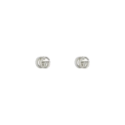 GUCCI GUCCI STERLING SILVER GG MARMONT LOGO EARRINGS - YBD770758001