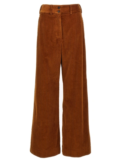 Etro Cotton Corduroy Wide Trousers In Brown