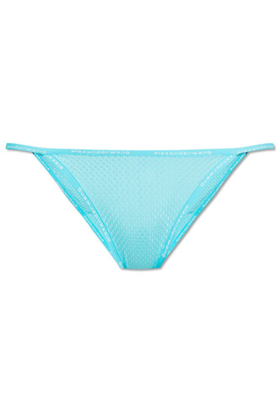 Alexander Wang Logo Tape String Bikini In Fluro Cyan