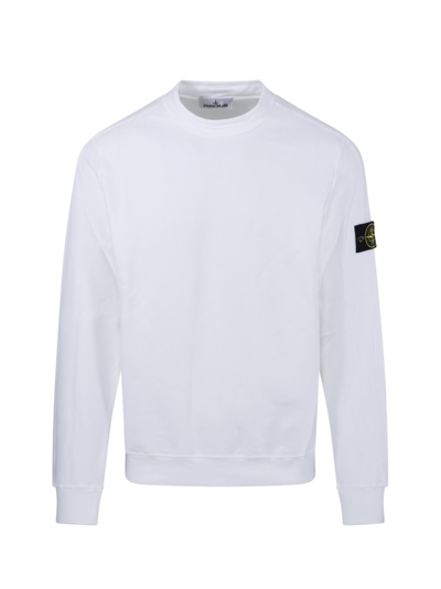 Stone Island Logo Patch Crewneck Sweatshirt In White