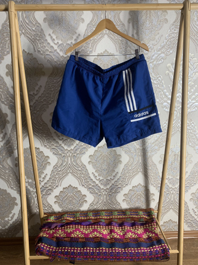Pre-owned Adidas X Vintage Adidas Shorts Big Logo Y2k Drill In Blue