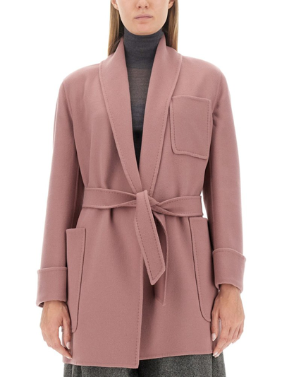 Max Mara Belted Jacket In Pink