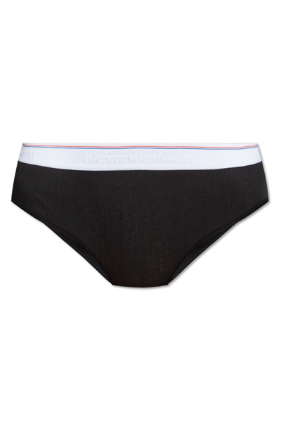 Alexander Wang Logo Band Embroidered Briefs In Black