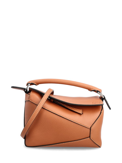 Loewe Mini Puzzle Shoulder Bag In Brown