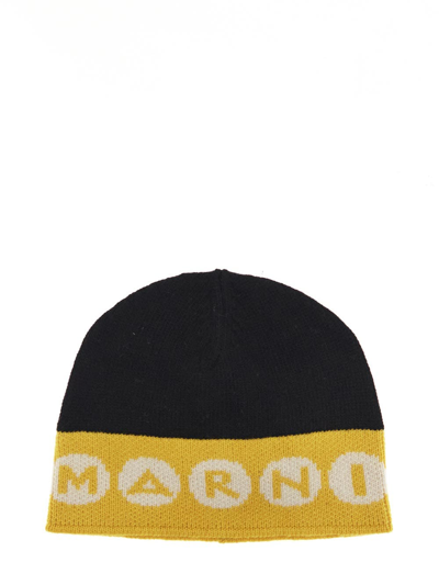 Marni Logo Beanie In Black