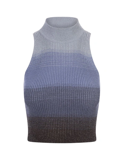 Gcds Degradé Ribbed-knit Cropped Top In Multi