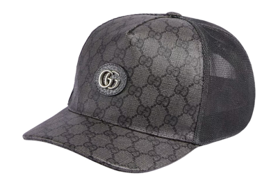 Pre-owned Gucci Gg Supreme Baseball Hat Grey/black