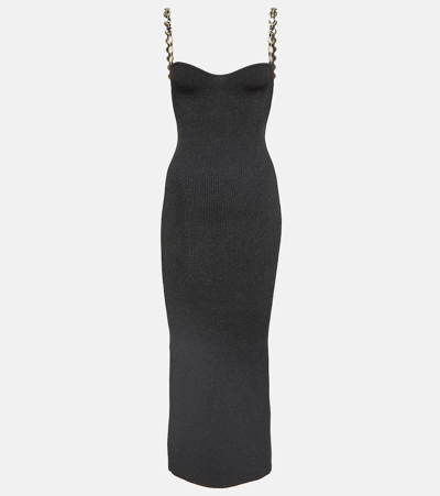 Galvan Globe Chain Strap Midi Tank Dress In Black