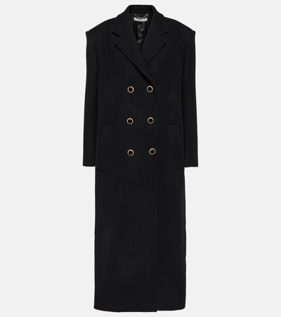 Alessandra Rich Double-breasted Virgin Wool Coat In Black