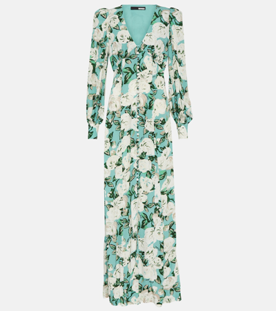 Rotate Birger Christensen Floral Pleated Maxi Dress In Multicoloured