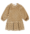 Paade Mode Polka-dot Cotton Corduroy Dress In Beige