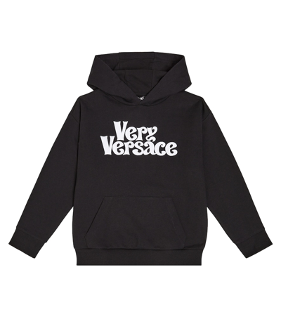 Versace Kids' Printed Cotton Jersey Hoodie In Multicoloured