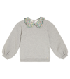 Tartine Et Chocolat Girls Grey Floral Collar Sweatshirt In Grey