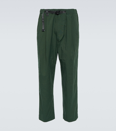 And Wander Nylon Chino Tuck Tapered Pants In Green