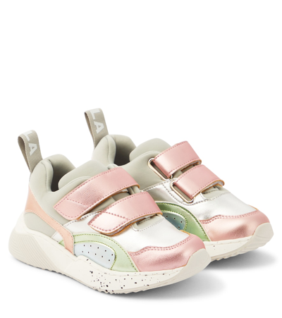 Stella Mccartney Kids' Metallic Leather Trainers In Multicoloured